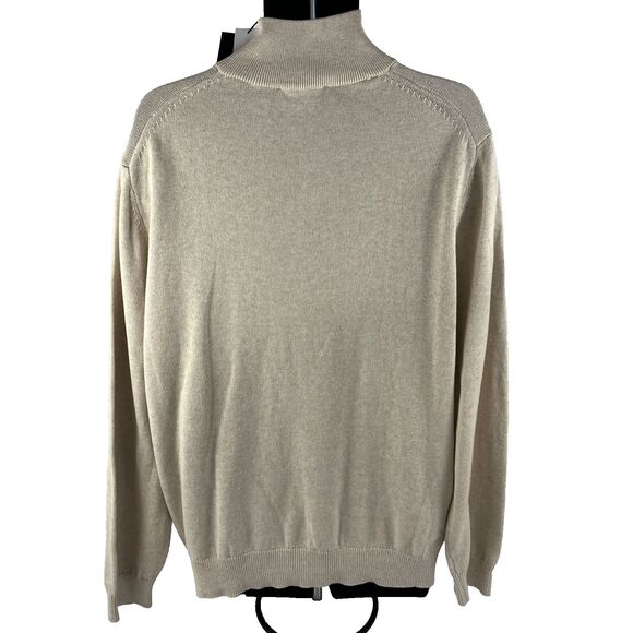 New Mens Magaschoni 1/4 Zip Pullover Sweater Size XL NWT Cotton Acrylic Tan - Picture 7 of 7